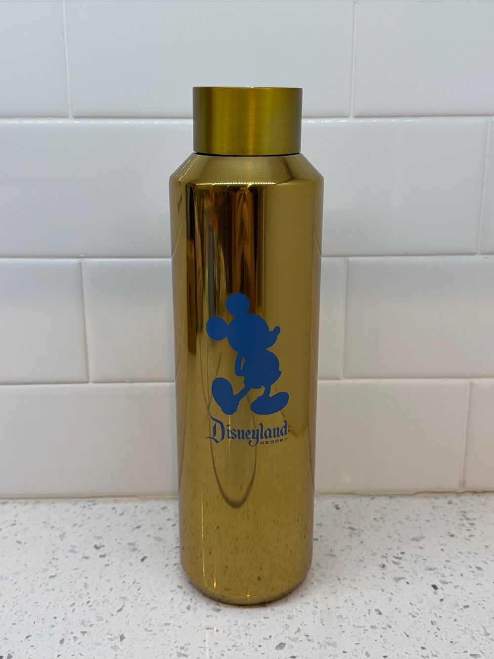 Disney x Starbucks 20 oz Gold Stainless Steel Bottle with Blue Mickey Silhouette